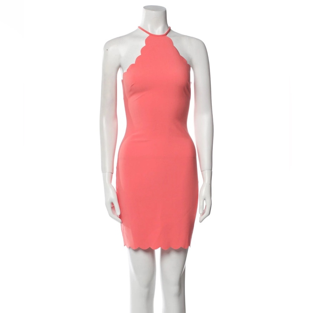 Likely Revolve Everly coral Pink Scalloped Halter Sheath mini Dress Size 2